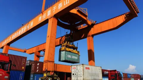 Getty Images Gantry Crane Lifts Container at Nanchan International Dry Port in Nanchan, Jiangxi Province, China