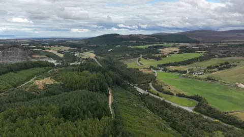 An aerial view of A9 south of Inverness