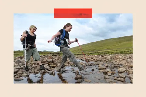 Corbis via Getty Images Participants crossing stepping stones in Yorkshire