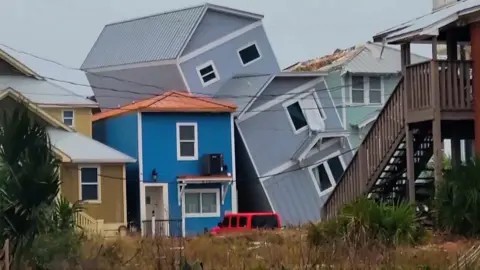 Toppled homes
