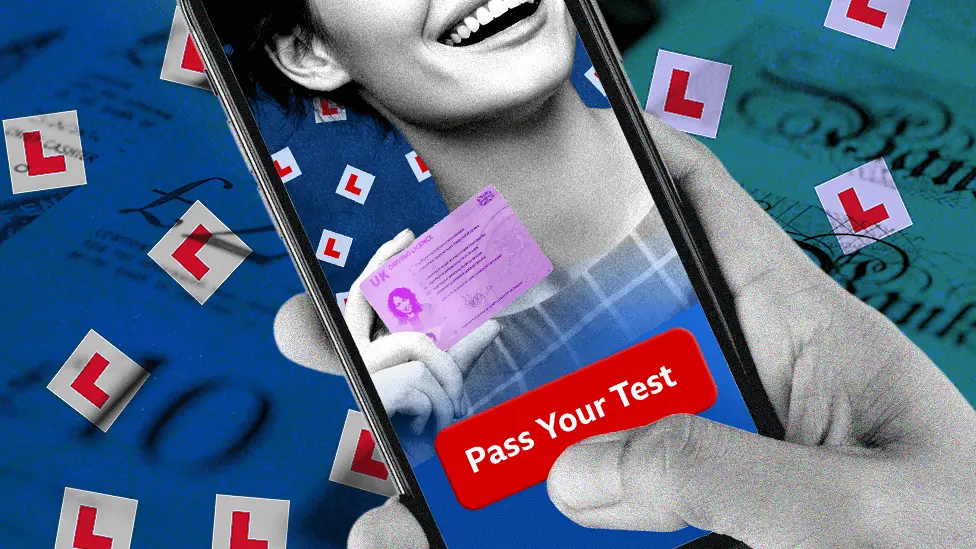 BBC image of mobile phone with picture of woman holding driving licence