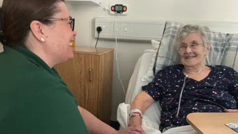 Nikki Fox/BBC Patient, Connie Yearley with Rehabilitation Manager, Lucy Heap