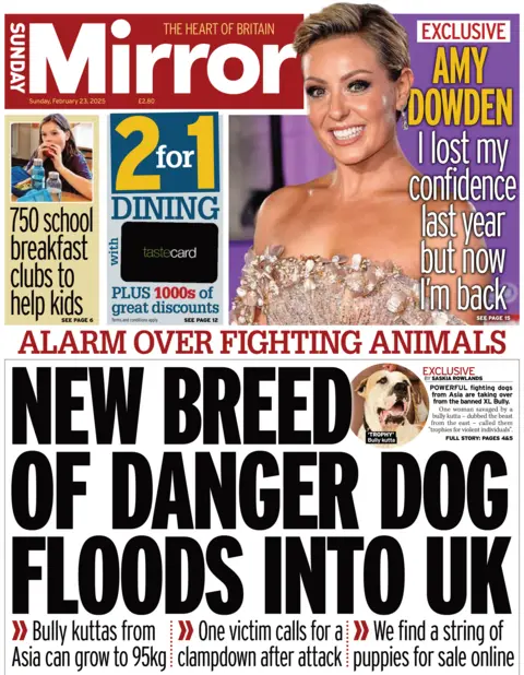 The front page of the Sunday Mirror