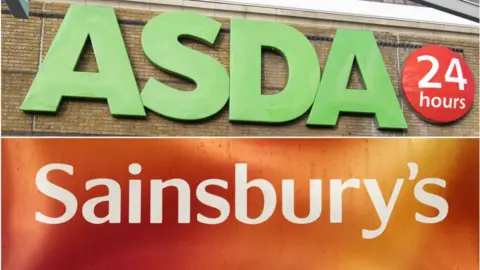 Getty Images Asda and Sainsbury's signs