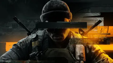 Microsoft/Activision A soldier with a black bar covering his eyes