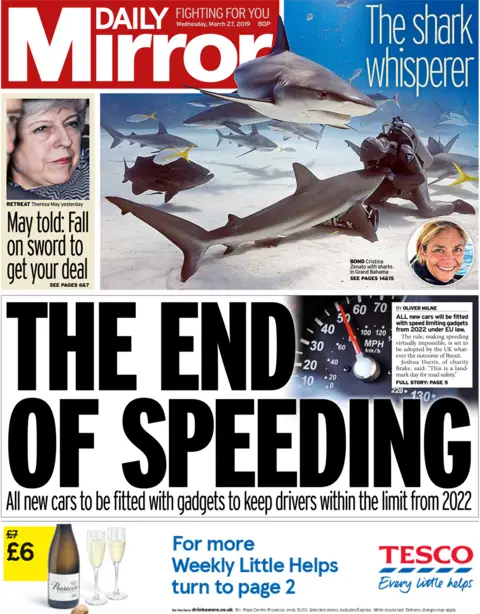 BBC Daily Mirror front page, 27/3/19