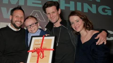 Getty Images Steve Rush, Lenny Rush, Matt Smith and Claire Foy