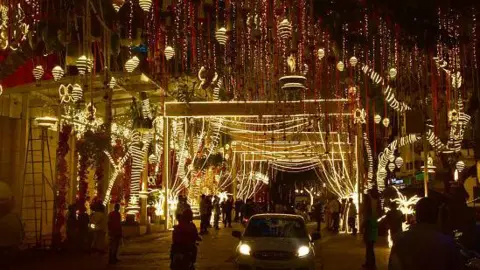 Getty Images  Decorations at Antilia private residence of Industrialist Mukesh Ambani, ahead of his son Anant Ambani's wedding with Radhika Merchant at Altamount Road, Cumballa Hill on July 10, 2024 in Mumbai