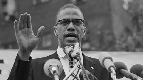 Getty Images Malcolm X speaks in 1963.