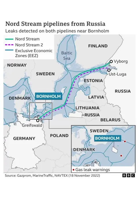 Nord Stream sabotage map