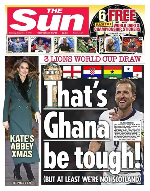 The headline on the front page of the Sun reads: “That's Ghana be tough”.