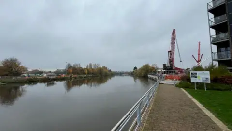 A view of the River Trent showing where the bridge will span.