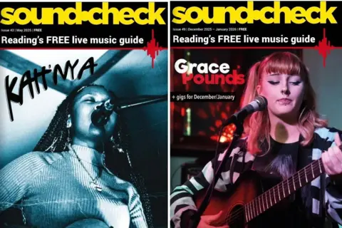 Sound-Check Sound-Check covers featuring Kah'Nya and Grace Pounds. Kah'Nya sings into a microphone, Grace plays a guitar.