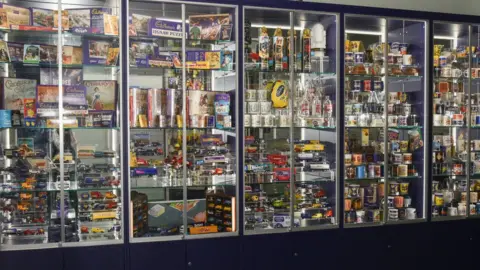 Cadbury Memorabilia in cabinets