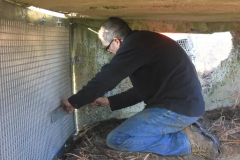 National Trust Richard Gilbert converting the interior of the German-style pillbox at Dunwich