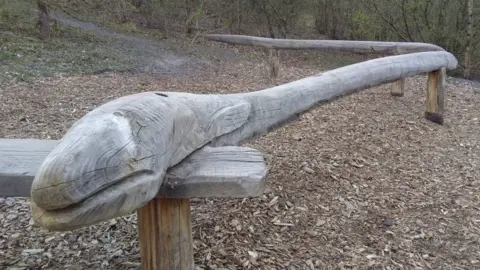 Shropshire Council One of the wooden eels before they were stolen