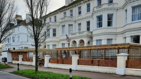 Eastbourne Borough Council Structure outside Congress Hotel in Eastbourne 