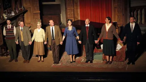 Getty/Dave M. Benett Actors performing at the 60th anniversary gala performance of The Mousetrap