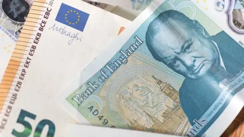 Getty Images Sterling and euro notes