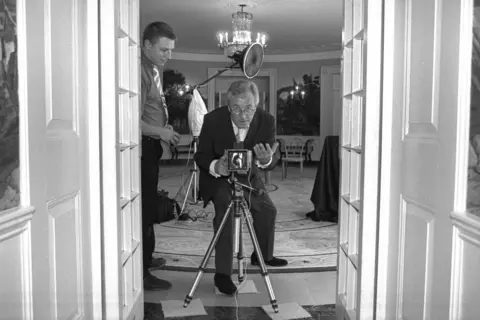 Terry O'Neill / Iconic Images Terry O"Neill photographs Laura Bush at the White House in 2001