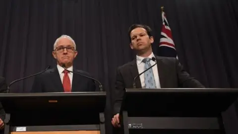 EPA Matthew Canavan (right) and Australian Prime Minister Malcolm Turnbull. Photo: 20 June 2017