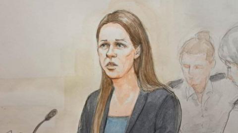Court sketch of Lucy Letby giving evidence