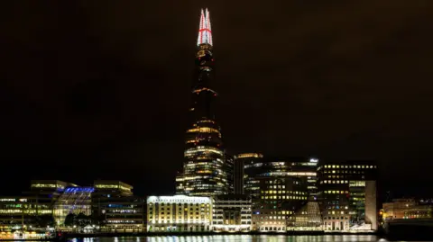 The Shard The Shard with the cross of St George in lights across the top