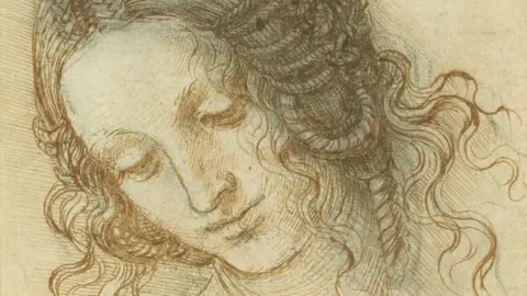 Royal Collection Trust/PA The Head of Leda, one of almost 150 drawings by Leonardo da Vinci going on display