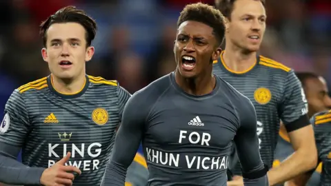 Demarai Gray celebrates Leicester winner