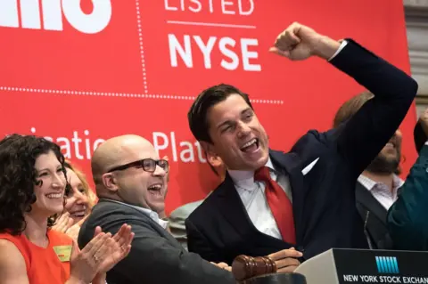 Getty Images Jeff Lawson at the New York Stock Exchange on the day that Twilio floated