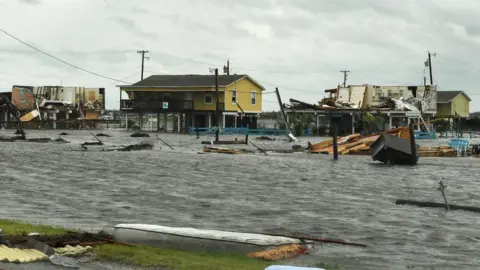 AFP/Getty Flooded houses after Hurricane Harvey hit Rockport, Texas on August 26, 2017.