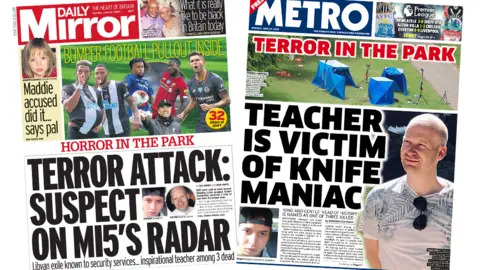 The Daily Mirror and Metro front pages 22 June