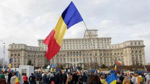 The people of the Environmental Protection Agency gathered outside the Constitutional Court in Bucharest