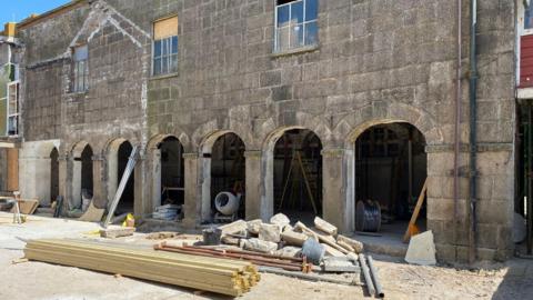 A building in Redruth being restored