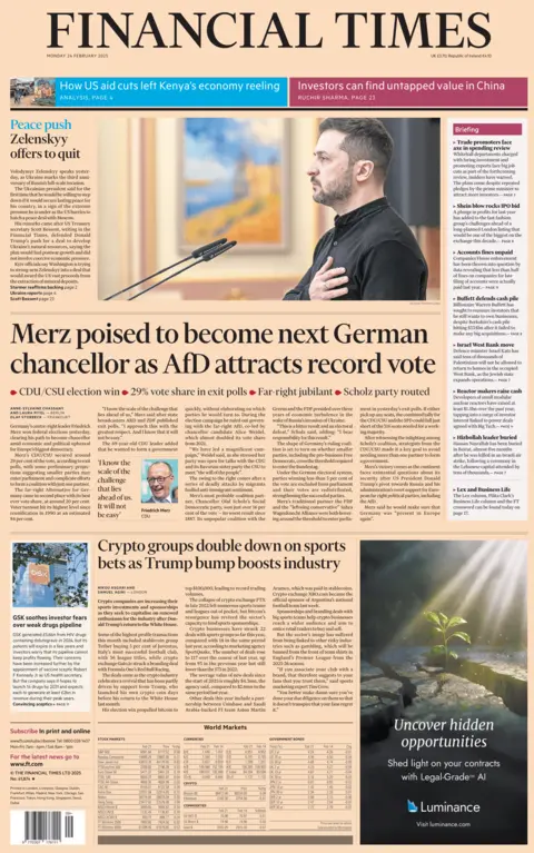 The front page of the Financial Times