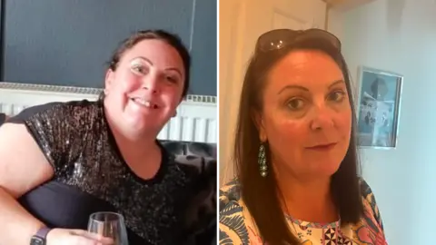 Kristabelle Jones Kristabelle Jones an image of her wearing a black top and holding a glass of wine on the left and on the right stood taking a selfie with sunglasses on her head. She appears as though she is slimmer in the image on the right.
