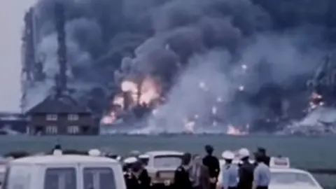 BBC archive The explosion at the Nypro plant in Flixborough