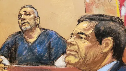 Reuters Sketch of Alex Cifuentes (L) and Guzmán