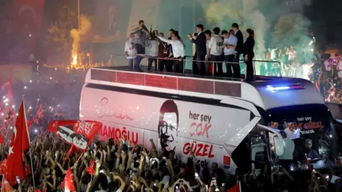 Reuters Ekrem Imamoglu at a rally in Istanbul