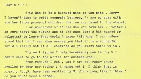 An excerpt of a letter to Ruth and Pauline from inside the 'weird world'