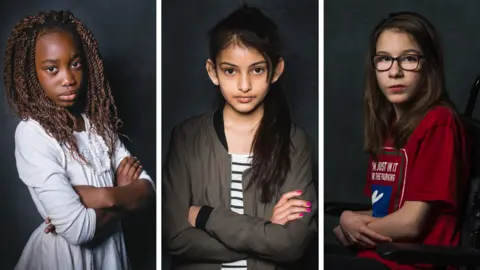 Carolyn Mendelsohn / courtesy Impressions Gallery Composite image of three girls with arms crossed