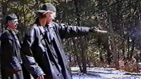 Jefferson County Sheriff's Dept via Getty Images A grab from a video released by police of Columbine perpetrators practising before their shooting attack