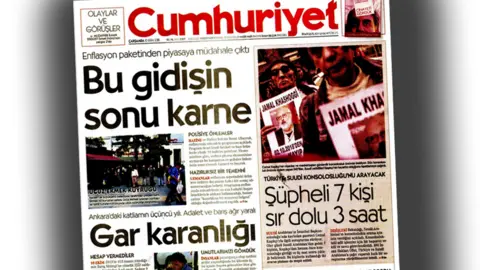 Front cover of Turkish newspaper Cumhuriyet Front cover of Turkish newspaper Cumhuriyet