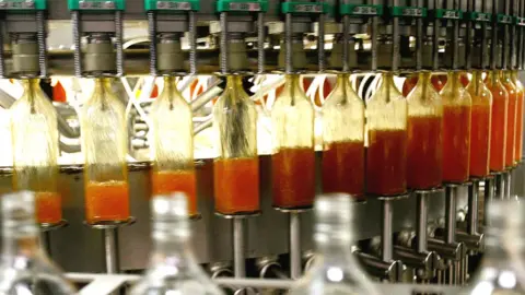 Getty Images Scotch whisky bottling line