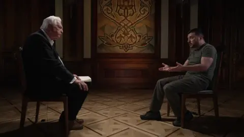 BBC President Zelensky being interviewed by John Simpson