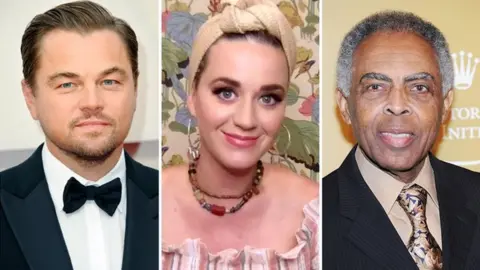 Getty Images Composite picture of Leonardo DiCaprio, Katy Perry and Gilberto Gil