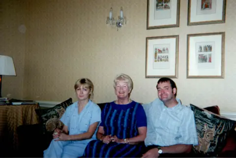 Family photo Caroline Aherne, her mother Maureen Aherne and Craig Cash