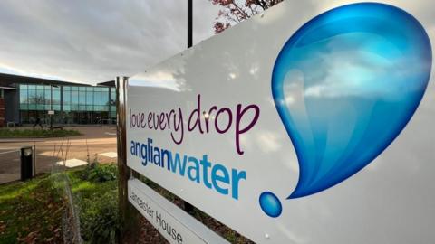Anglian Water love every drop sign outside a building