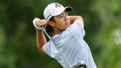 Kris Kim at the end of his swing