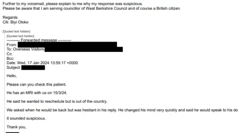 Handout A screenshotted email